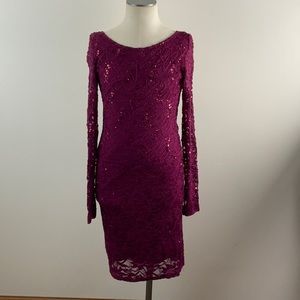 Jump Apparel long sleeve purple dress w/ sequins